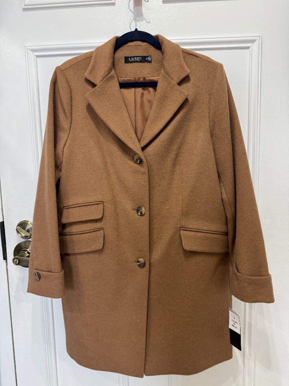NWT Lauren Camel Color Wool Walking Coat Size 16P
